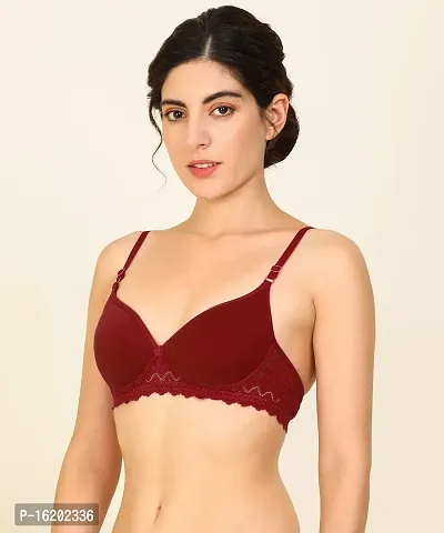 Stylish Maroon Cotton Solid Bras For Women-thumb3