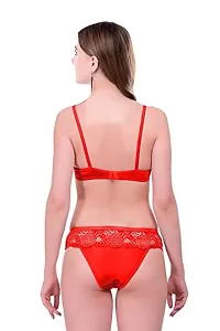 Fashion Comfortz Women&rsquo;S Girls Lace Lycra Spandex (4Way) Bikini Set for Women|Womens Girls Ladies Undergarments|Bra Panty Set for Women with Sexy Red-thumb3