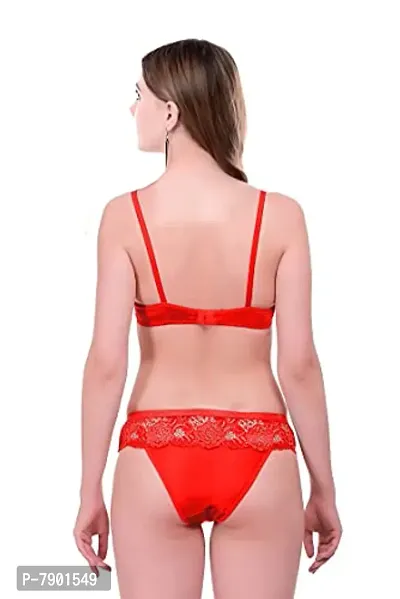 Fashion Comfortz Women&rsquo;S Girls Lace Lycra Spandex (4Way) Bikini Set for Women|Womens Girls Ladies Undergarments|Bra Panty Set for Women with Sexy Red-thumb4