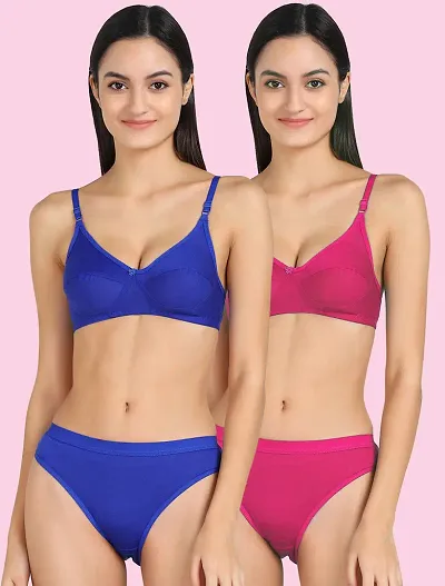 Stylish Fancy Designer Bra And Panty Set For Women Pack Of 2