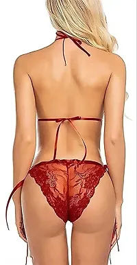 Stylish Maroon Net Lace Baby Dolls For Women-thumb2