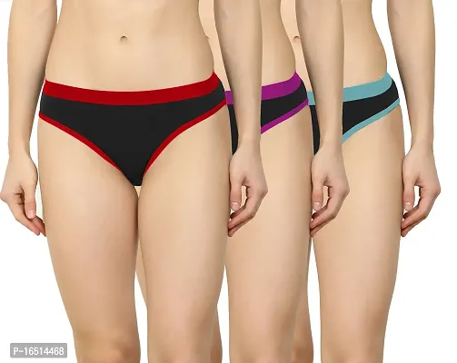 Stylish Multicoloured Cotton Blend  Briefs For Women Pack Of 3-thumb0