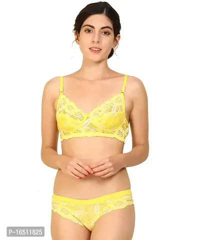 Buy Stylish Yellow Bra Panty Set For Women Online In India At