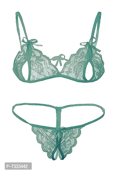 Buy PIBU-Women's Net Bikni Bra Panty Set for Women Lingerie Set