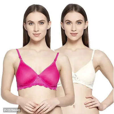 Stylish Multicoloured Cotton Solid Bras For Women ( Pack of 2 )-thumb0