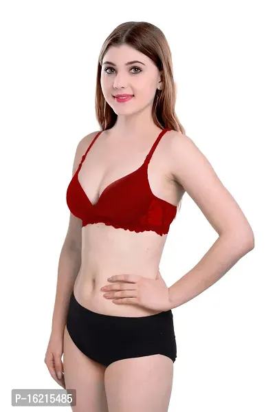 Stylish Maroon  Bra  Panty Set For Women-thumb3