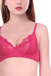 Women Net Bra Panty Set for Lingerie Set Pack of 2  Color : Pink,Maroon  Pattern : Floral Print-thumb4