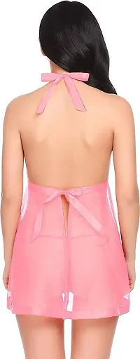 Stylish Pink Net Lace Baby Dolls For Women-thumb2