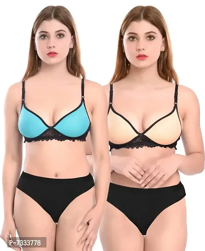 Buy PIBU-Women's Cotton Bra Panty Set for Women Lingerie Set Sexy Honeymoon  Undergarments (Color : Blue,Gold)(Pack of 2)(Size :36) Model No : LPD Set  Online In India At Discounted Prices