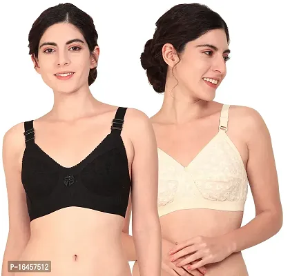 Stylish Black,Brown Cotton Solid Bras For Women Pack Of 2-thumb0