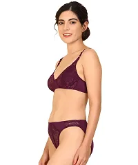 Fashion Comfortz Women Net Bra Panty Set for Lingerie Set ( Pack of 2 ) ( Color : Maroon,Blue ) ( Pattern : Floral Print ) ( Size : 34 ) ( SKU : Set Hira_Maroon,Blue )-thumb2