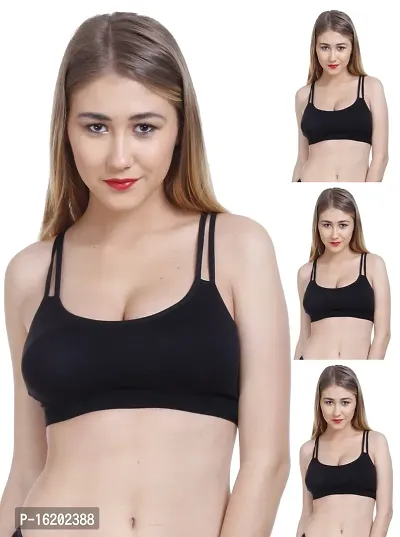 Stylish Black Cotton Solid Bras For Women- Pack Of 4-thumb0