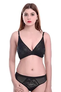 PIBU-Women's Cotton Bra Panty Set for Women Lingerie Set Sexy Honeymoon Undergarments ( Color : Black )( Pack of 1 )( Size :36) Model No : Safal et-thumb4