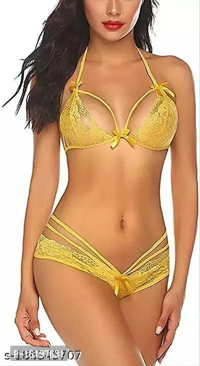 Elegant Yellow Net  Baby Dolls For Women-thumb2