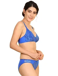 Stylish Blue  Bra  Panty Set For Women-thumb1