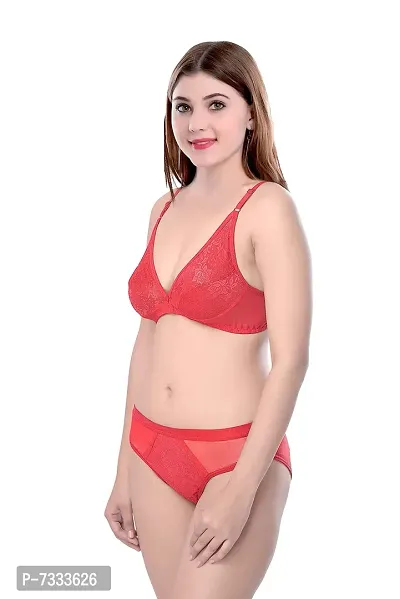 PIBU-Women's Cotton Bra Panty Set for Women Lingerie Set Sexy Honeymoon Undergarments ( Color : Red )( Pack of 1 )( Size :36) Model No : Safal et-thumb3