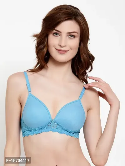 Stylish Blue Cotton Solid Bras For Women ( Pack of 1 )-thumb0