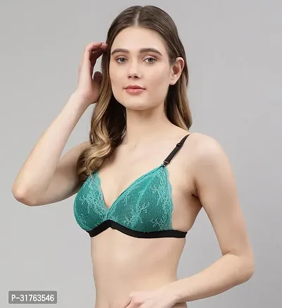 Stylish Women Green Net Bra Panty Set - Pack of 1-thumb3