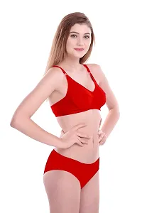 PIBU-Women's Cotton Bra Panty Set for Women Lingerie Set Sexy Honeymoon Undergarments (Color : Red)(Pack of 1) Model No : SK01-thumb2