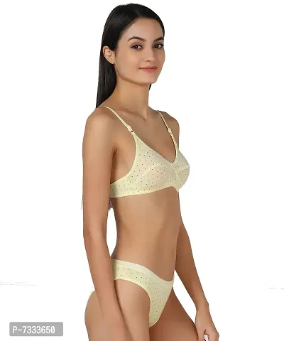 PIBU-Women's Cotton Bra Panty Set for Women Lingerie Set Sexy Honeymoon Undergarments ( Color : Yellow )( Pack of 1 )( Size :34) Model No : ZB SSet-thumb2