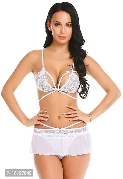 Elegant White Net  Baby Dolls For Women