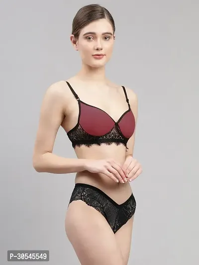 Stylish Maroon Cotton Bridal Lingerie set For Women-thumb2