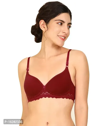 Stylish Maroon Cotton Solid Bras For Women-thumb0