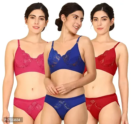 Buy Fashion Comfortz Lingerie Set Net Bra Panties Set for Women, Honeymoon Bra  Panty Set