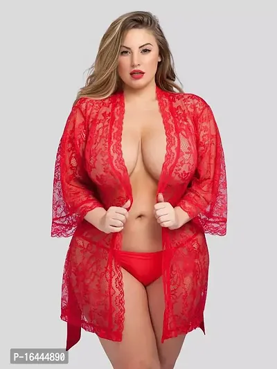 Stylish Red Net Lace Baby Dolls For Women-thumb2