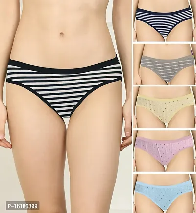 Stylish Multicoloured Cotton Blend Hipster Briefs For Women Pack Of 3-thumb0