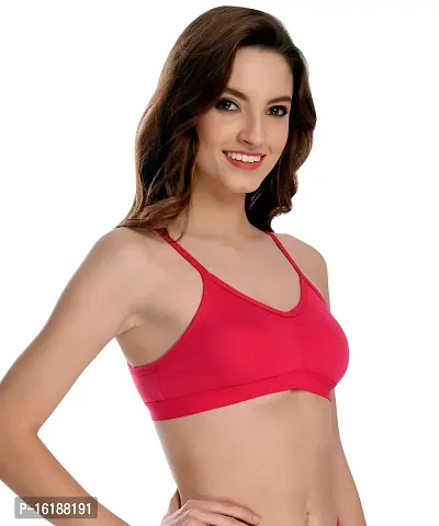 Stylish Pink Cotton Solid Bras For Women-thumb2