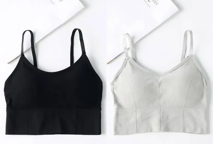 Cotton Solid Padded Sports Bra Pack Of 2