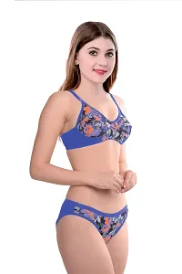 PIBU-Women's Cotton Bra Panty Set for Women Lingerie Set Sexy Honeymoon Undergarments ( Color : Blue )( Pack of 1 )( Size :34) Model No : Sunflower SSet-thumb1