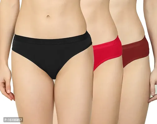 Stylish Multicoloured Cotton Blend Briefs For Women Pack Of 3-thumb0