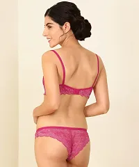 Stylish Pink  Bra  Panty Set For Women-thumb3