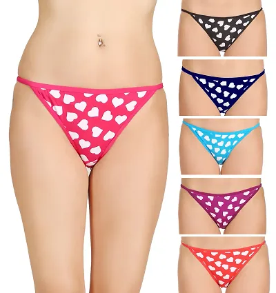 Multicolored Printed Cotton Spandex Hipster Bikini Panties for Women