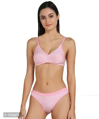 PIBU-Women's Cotton Bra Panty Set for Women Lingerie Set Sexy Honeymoon Undergarments ( Color : Pink )( Pack of 1 )( Size :36) Model No : ZB SSet