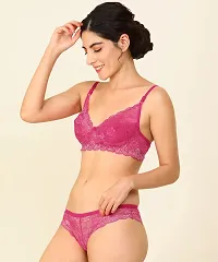 Stylish Pink  Bra  Panty Set For Women-thumb2