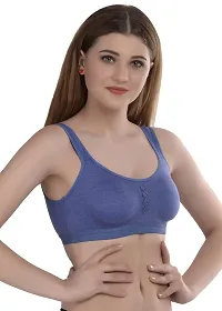 Women Cotton Non Padded Non-Wired Bra (Pack of 1) (Blue)-thumb1