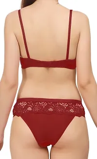 Women Net Bra Panty Set for Lingerie Set Pack of 2  Color : Red,Maroon  Pattern : Floral Print-thumb3