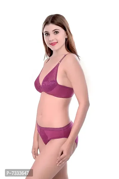 PIBU-Women's Cotton Bra Panty Set for Women Lingerie Set Sexy Honeymoon Undergarments ( Color : Maroon,Black )( Pack of 2 )( Size :36) Model No : Safal et-thumb3