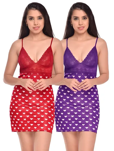 Pack Of 2 Stylish Net Bridal Babydolls/Sexy Night Dress Combo For Women