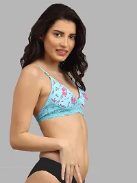 Stylish Blue Cotton Printed Bras For Women-thumb1