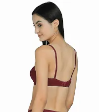 Women T-Shirt Cotton Non Padded Non-Wired Bra (Pack of 2) (Black,Maroon)-thumb3