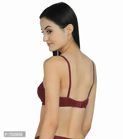 Women T-Shirt Cotton Non Padded Non-Wired Bra (Pack of 2) (Black,Maroon)-thumb4