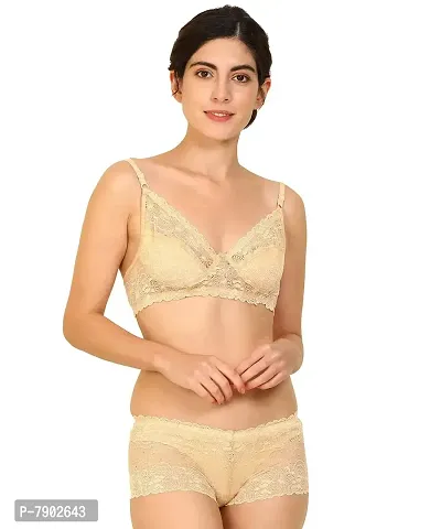 Fashion Comfortz-Women's Soft Lace Cotton Bra and Panty Set-thumb2