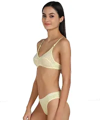 PIBU-Women's Cotton Bra Panty Set for Women Lingerie Set Sexy Honeymoon Undergarments ( Color : Yellow )( Pack of 1 )( Size :34) Model No : ZB SSet-thumb2