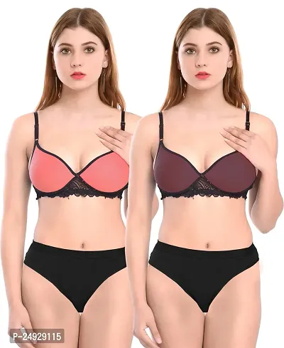 Stylish Cotton Bra And Panty Set For Women Pack Of 2