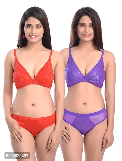 Stylish Cotton Bra And Panty Set For Women Pack Of 2-thumb0