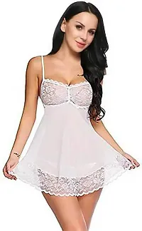 Stylish White Net Bridal Baby Doll For Women-thumb1